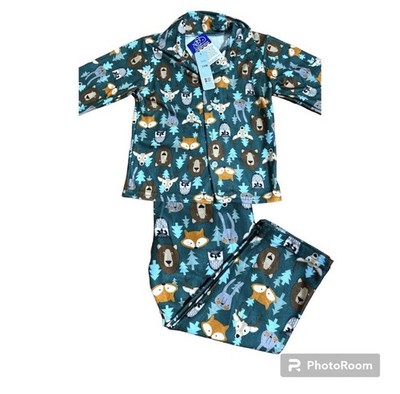 Mon Petit Toddler Boys Woodland Animal Pajama Set 2-Piece Long Sleeve PJs 24M