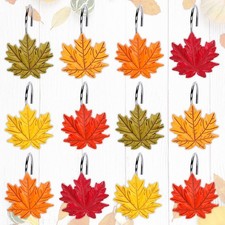 JarThenaAMCS 12Pcs Fall Leaves Shower Curtain Hooks 6 Colors Autumn