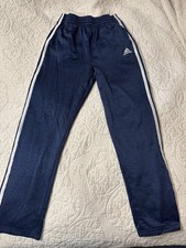 Adidas Boys Track Pants XL 18/20 Navy Blue 3  Stripe Athletic Elastic Waist