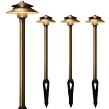 Gardencoin Solid Brass Low Voltage Landscape Pathway Lights (6'' Shade, 19'' ...