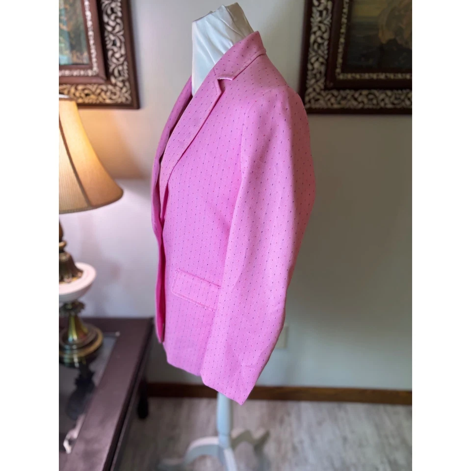 Blazer Sandro Paris Rosa Tamanho 40 Estampa Pontilhada Jaqueta Botão Único Presente de Férias - Imagem 2 de 4