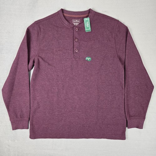 LL Bean Shirt Mens Medium Unshrinkable Mini-Waffle Henley Long Sleeve Thermal - 第 1/10 張圖片