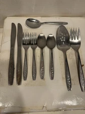 Vntg Oneida Spring Ballad 9 Pc Stainless Flatware Set Simeon L & George H Rogers