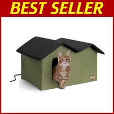 Insulated Outdoor Cat Shelter with Heated Bed