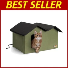 Insulated Outdoor Cat Shelter with Heated Bed