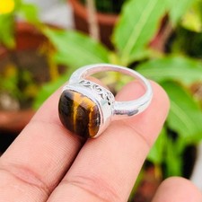Tiger Eye Sterling Silver Ring for Men  Women   Handmade Boho Statement Jewelry