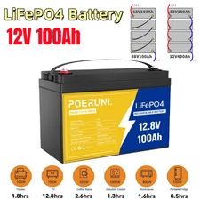 100Ah 12V LiFePO4 Lithium Battery 100Ah 1280Wh BMS 8000+ Cycles For Solar Marine