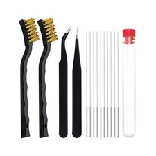 Nozzle Cleaning Kit for 3D Printer, 10 Needles, Brush & Tweezers Included