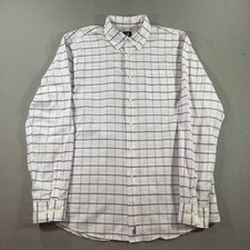 Johnnie O Benjamin Button Down Shirt Mens Large White Windowpane Check JMWL3530
