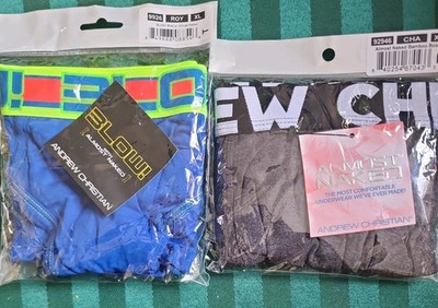 Andrew Christian 2 pack Almost Naked Blow Brief,XL  Blue Pink Neon Green