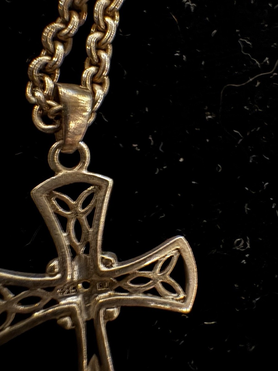 18 inch Sterling Silver Cross Necklace View 2