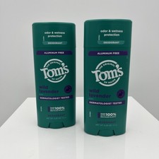 Lot of 2 Tom's of Maine Wild Lavender Deodorant Aluminum Free Unisex 3.25 oz