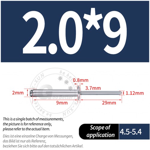 POP RIVETS ALUMINIUM BODY STEEL MANDREL OPEN END DOME HEAD 2mm 2.4mm 4mm - 6.4mm - Picture 29 of 174