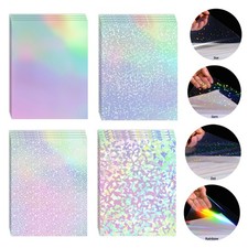 25 Mixed Vinyl Holographic Sticker Clear Self-Adhesive Laminating Overlay Sheets
