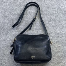 Borsa a tracolla Fossil in pelle blu navy molto scuro donna Pre Loved casual smart bag