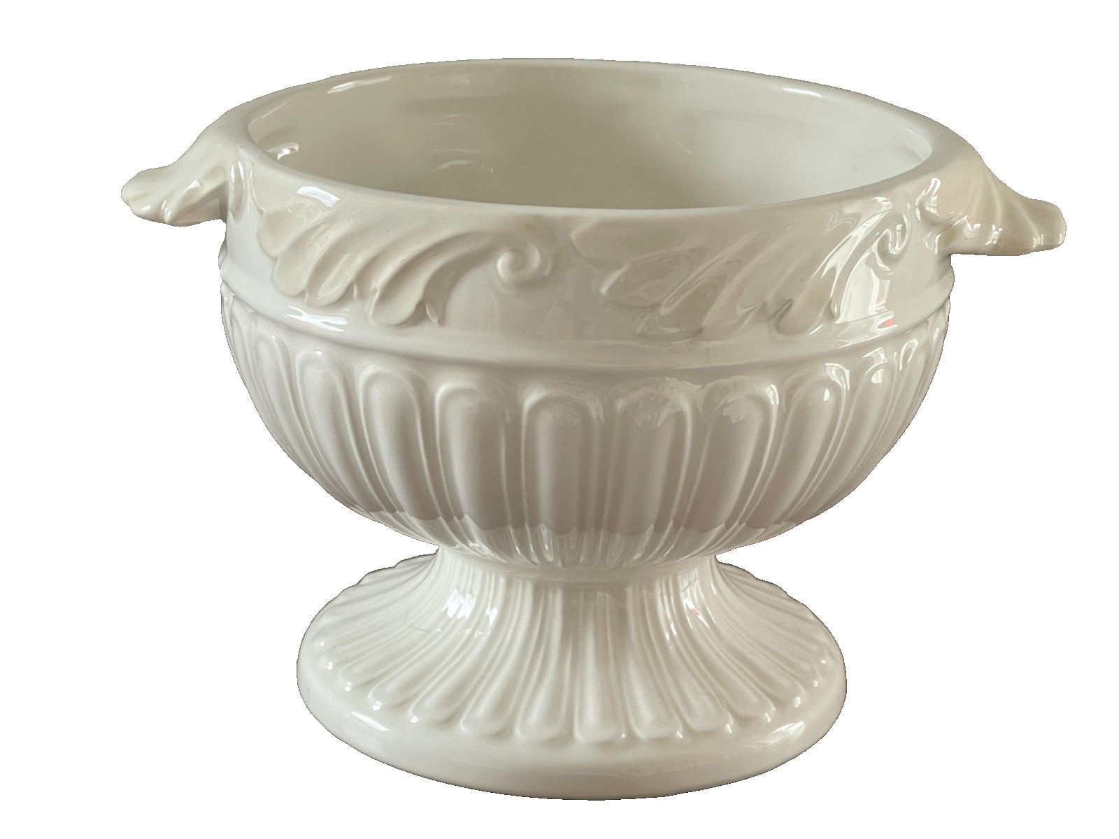 Lenox Ivory China Footed Cachepot Planter Bowl - Acanthus Leaf Scroll 4