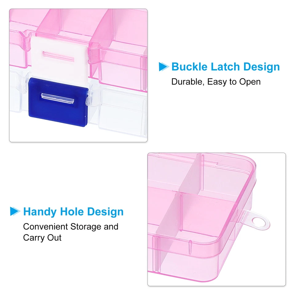 1 Pcs 6.9x4x1 Inch Nail Charm Organizer 15 Grids Craft Pink - image 4 of 4