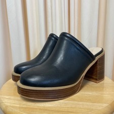 OASIS SOCIETY Women's Black Tan Chunky Platform Slide On Clogs Sz 8.5