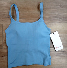 New Lululemon Womens Ebb To Street Scoop Cropped Tank Top Bc Bra Shirt 6 Blue