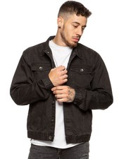 Enzo Mens Denim Jacket Regular Western Style Classic Vintage Style Trucker Coat