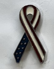Patriotic Ribbon Lapel Pin Set Of 3 Made In The USA.
