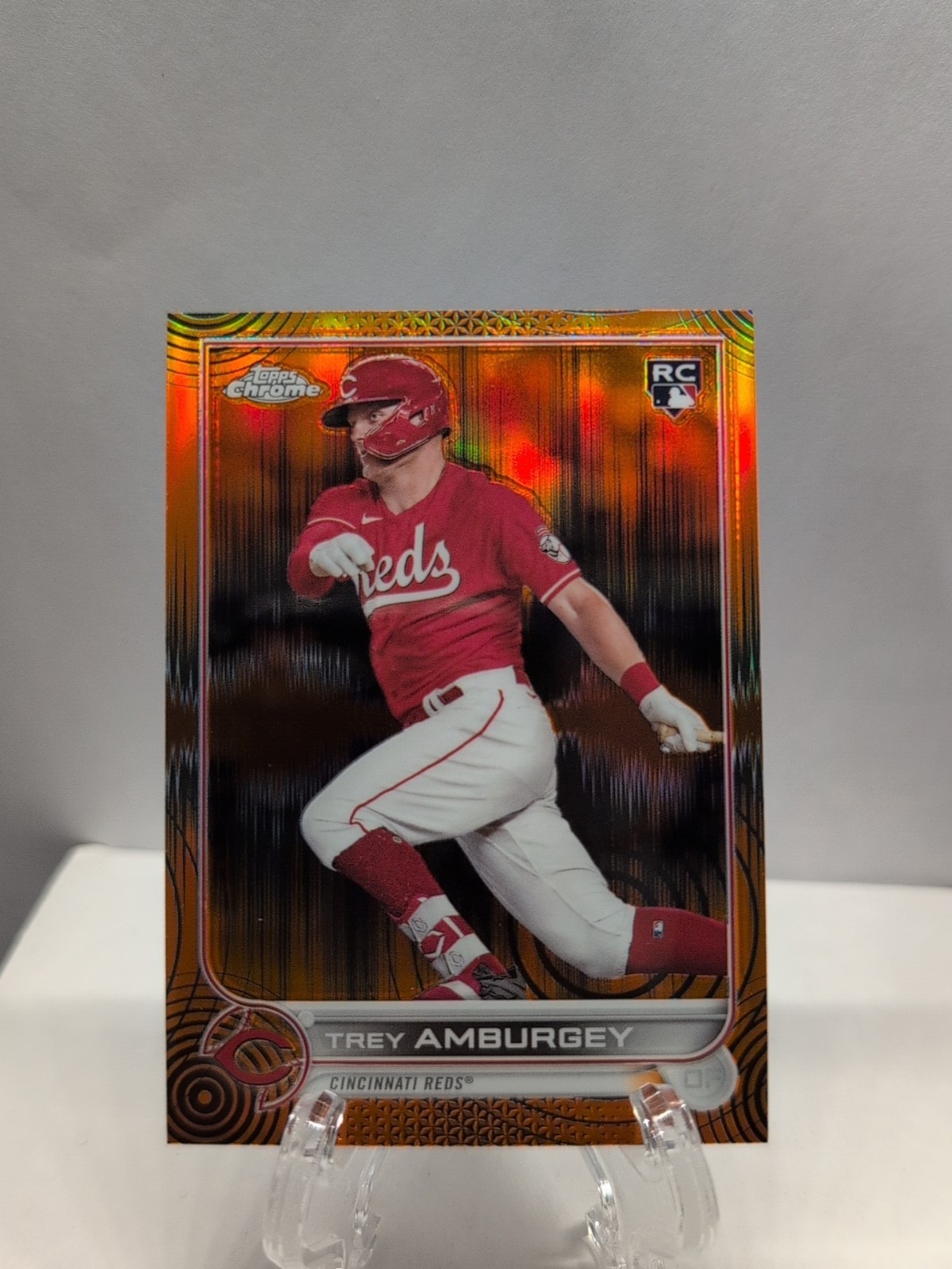 2022 Topps Chrome Trey Amburgey #61  Rc Orange Refractor 21/25! REDS!🔥💥