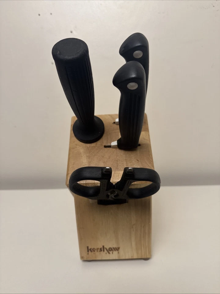 Juego de cuchillos de cocina vintage Kershaw con bloque 9940, 9970 tijeras Task Master D Foto 2 de 4