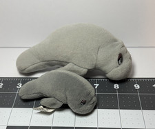 Vintage 1998 Galoob Pound Puppies Ocean Gray Manatee and Baby Plush