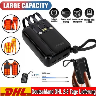 Powerbank 60000mAh Akku Ladegerät USB 5V Für Beheizbare Weste Jacke Heizweste