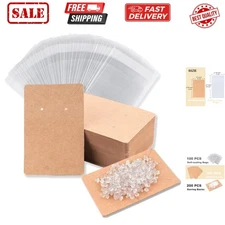 Earring Display Cards with 100 Pcs Earring Holder Cards 200 Pcs Earring Backs...