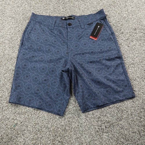 NEW Travis Mathew Shorts Mens 30 Blue Chino Golf Performance Stretch Geometric