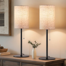Set of 2 Modern Table Lamps w/ Pull Chain Switch for Bedroom  Living Room