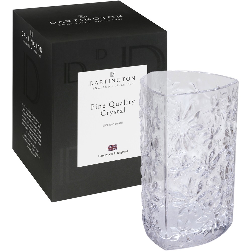 Dartington Crystal Vase Botanical Triangular Shape Premium Glassware made in UK