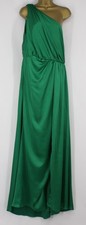 MAC DUGGAL WOMENS GATHERED ONE SHOULDER SATIN DRESS US 12 / UK 16 GREEN RRP £294
