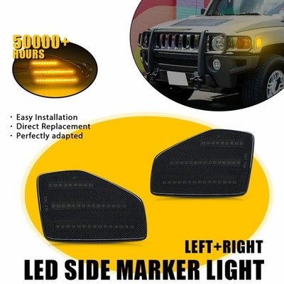 2X Smoked Amber LED Side Marker Lights For Hummer H3 2006-2010 H3T 2009-2010 EXC