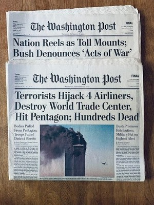 Historic Washington Post 9/11 Issues for September 12 & 13, 2001 - All Sections