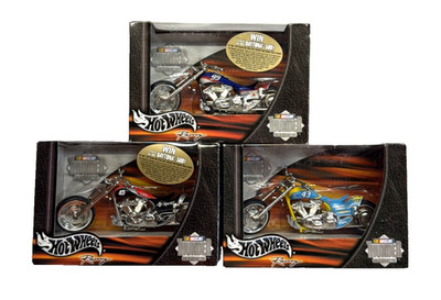 2002 Mattel Hot Wheels Racing Nascar Thunder Rides Lot of 3 1:18 Motorcycles C