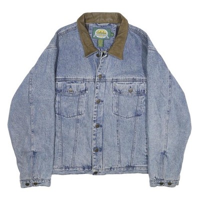 CABELA'S Herren Blaue Baumwoll Jeansjacke Mit Knöpfen Größe L Outdoor