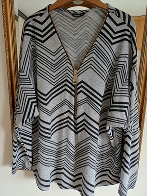 Damen grau & schwarz Azteken Streifen Top/Pullover UK 18 von Roman