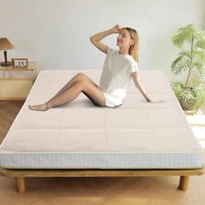 H&ZT Folding Futon Mattress 4 Inch Thicken Floor Mattress Breathable Tatami Mat