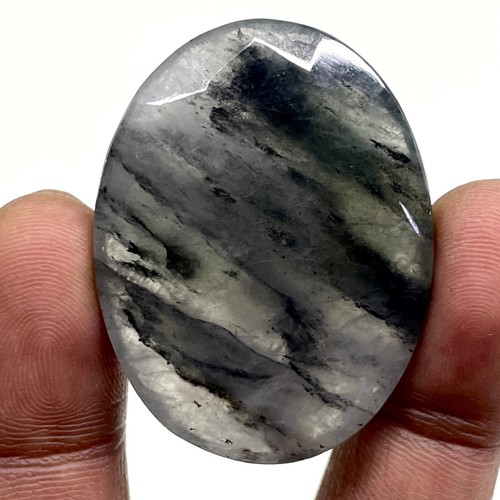126.80 Cts Natural Rutile Quartz 41x31mm Oval Cut Loose Untreated Gemstone - Picture 4 of 21