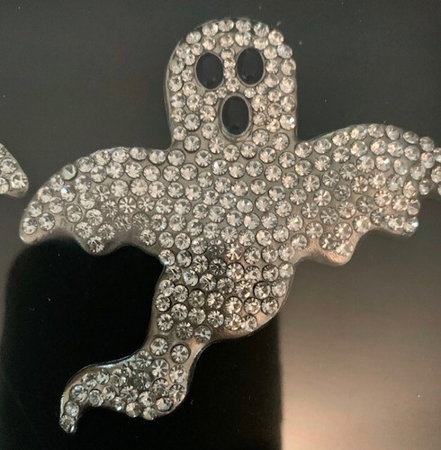 Set 4 Anelli Porta Tovaglioli Tahari NUOVI Halloween Cristallo Strass Fantasma WOW! - Foto 3 di 4