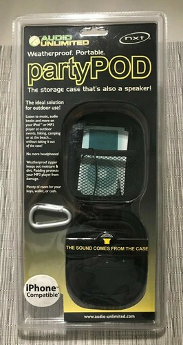 PARTY POD II Weatherproof MP3 iPhone Black Case Clear Window Audio Unlimited NEW - 第 1/3 張圖片