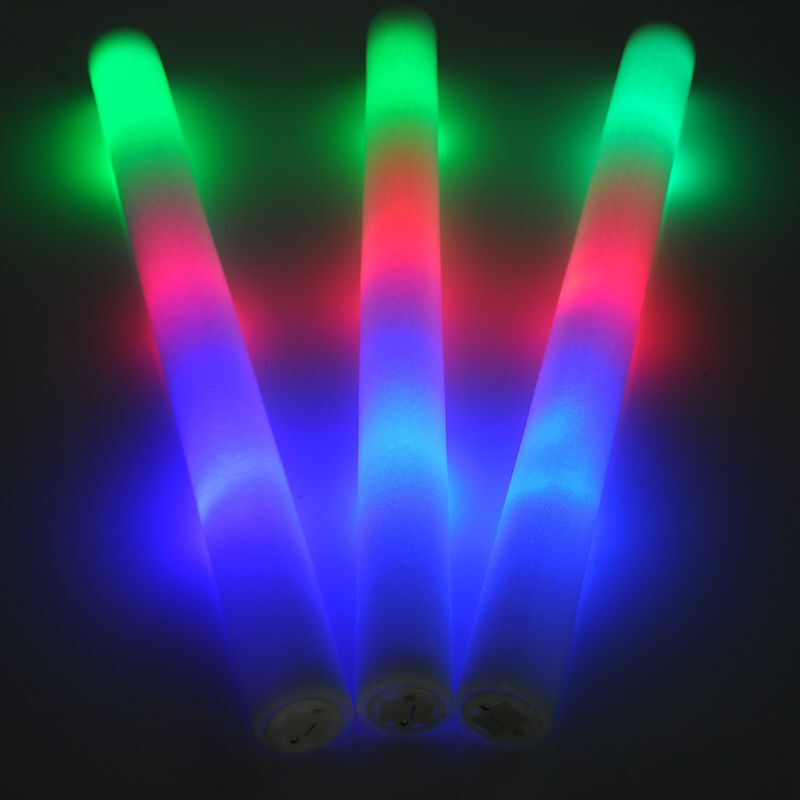 50 PCS LED Light Up Foam Sticks Rally Rave Cheer Tube Soft Glow Baton Wands  NEW!