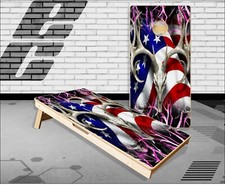 American Buck Obliteration Skull Pink Cornhole Boards Bean Bag Toss Game