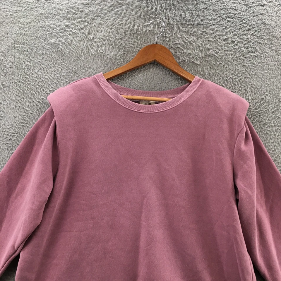 Moletom Ana forrado de lã feminino XXL roxo mistura de algodão ombreiras NOVO - Imagem 2 de 4