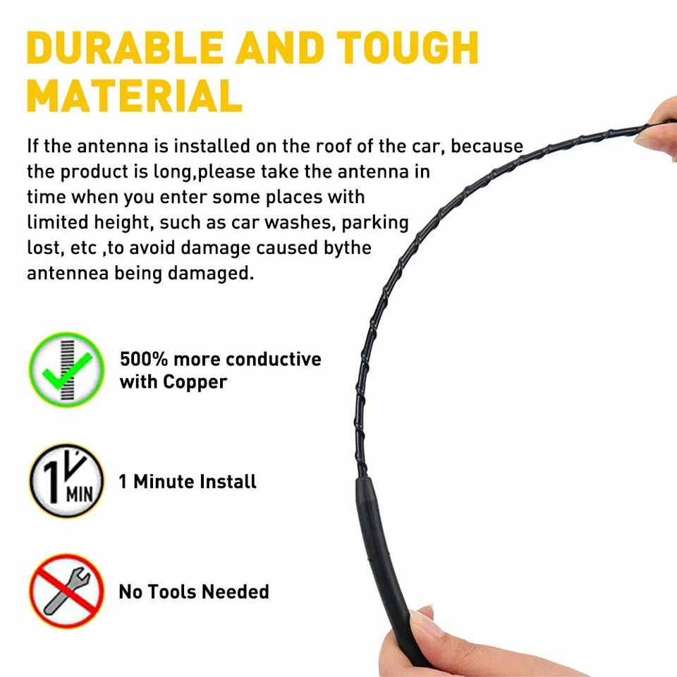 Antena de fibra de carbono negra aluminio corta 9" pulgadas universal para Toyota Foto 3 de 4