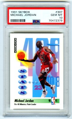 MICHAEL JORDAN (POP 1,109) 1991 SKYBOX PSA-10 GEM-MT HOT NBA