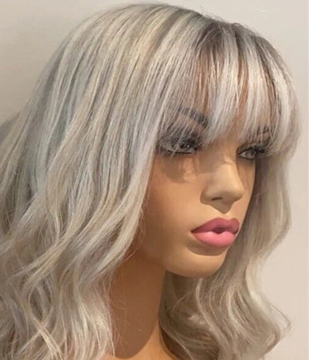 Rouge Rooted Hellblond Fransenverschluss Europäisch 100% Echthaar Ombre Knall Perücke
