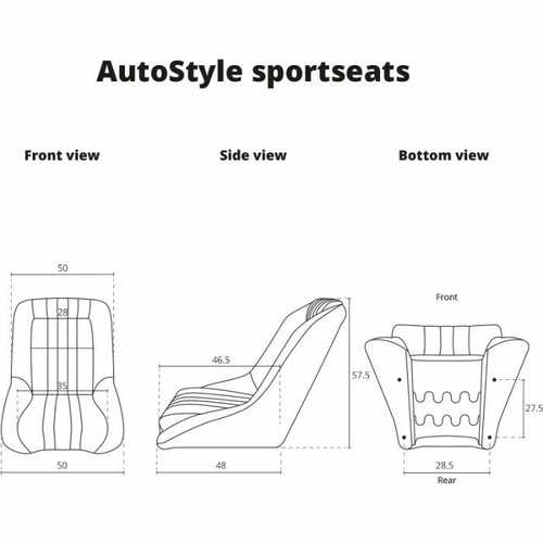 AS x1 Classic Car Retro Kit Sports Fixed Back Bucket Seat Black PVC inc slides - Afbeelding 4 van 10